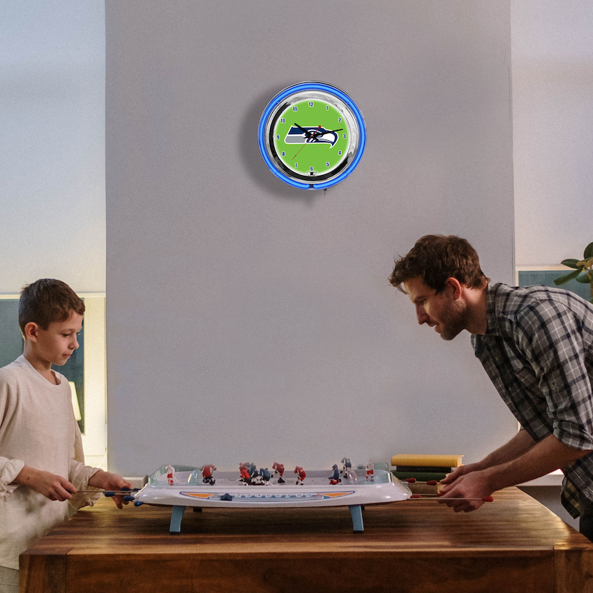 Seattle Seahawks Chrome NEON Clock 18 inch