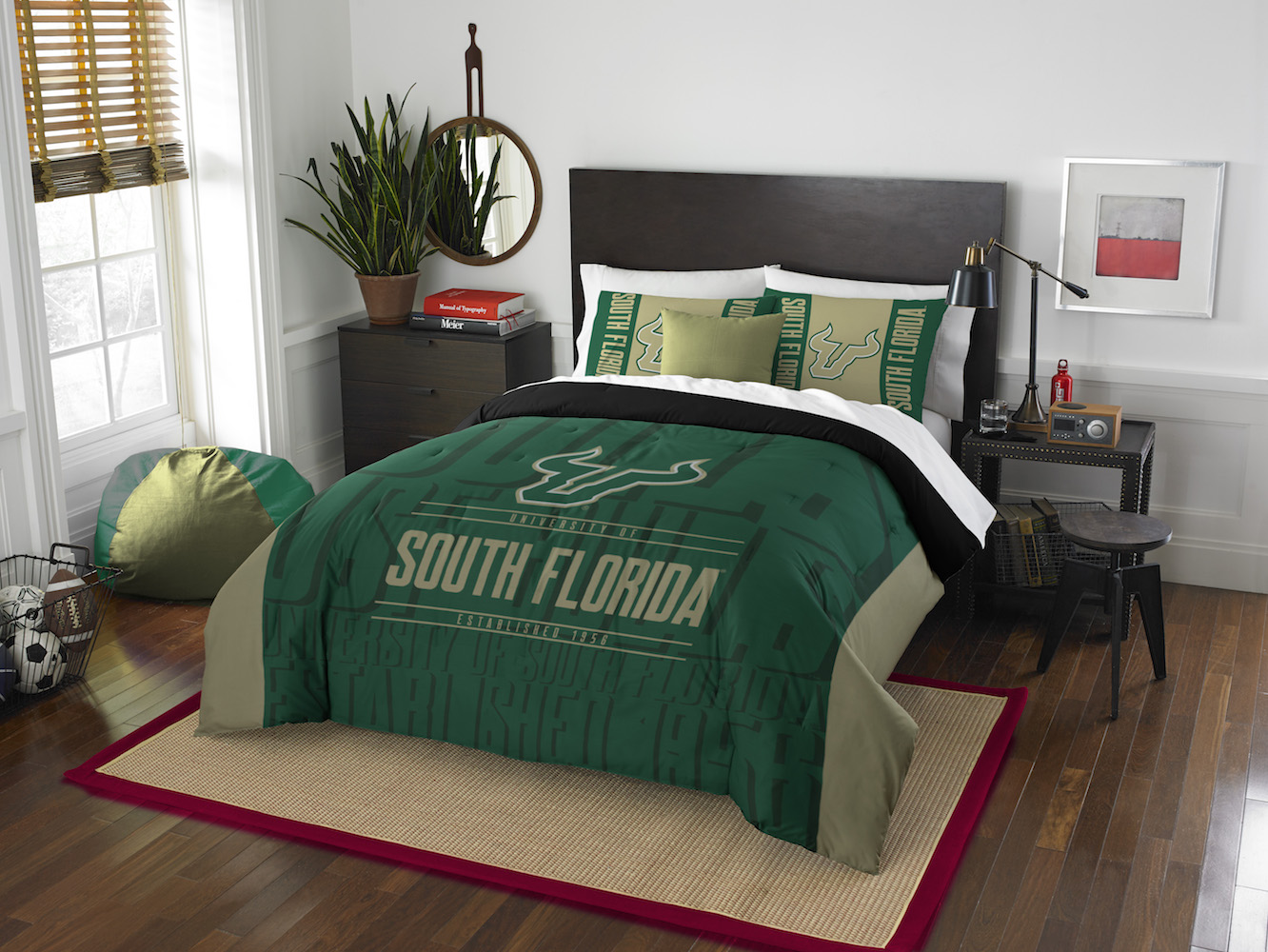 South Florida Bulls QUEEN/FULL size Comforter and 2 Shams