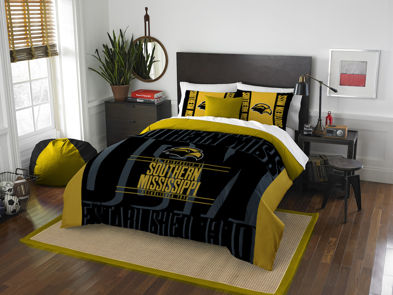 Southern Mississippi Golden Eagles QUEEN/FULL size Comforter and 2 Shams