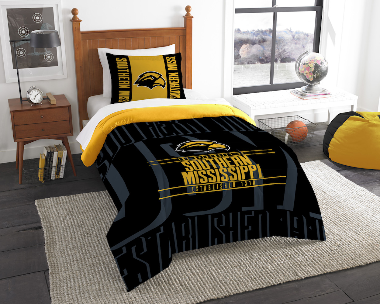 Southern Mississippi Golden Eagles Twin Comforter Set with Sham
