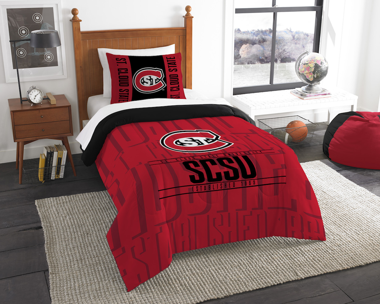 St. Cloud State Huskies Twin Comforter Set with Sham
