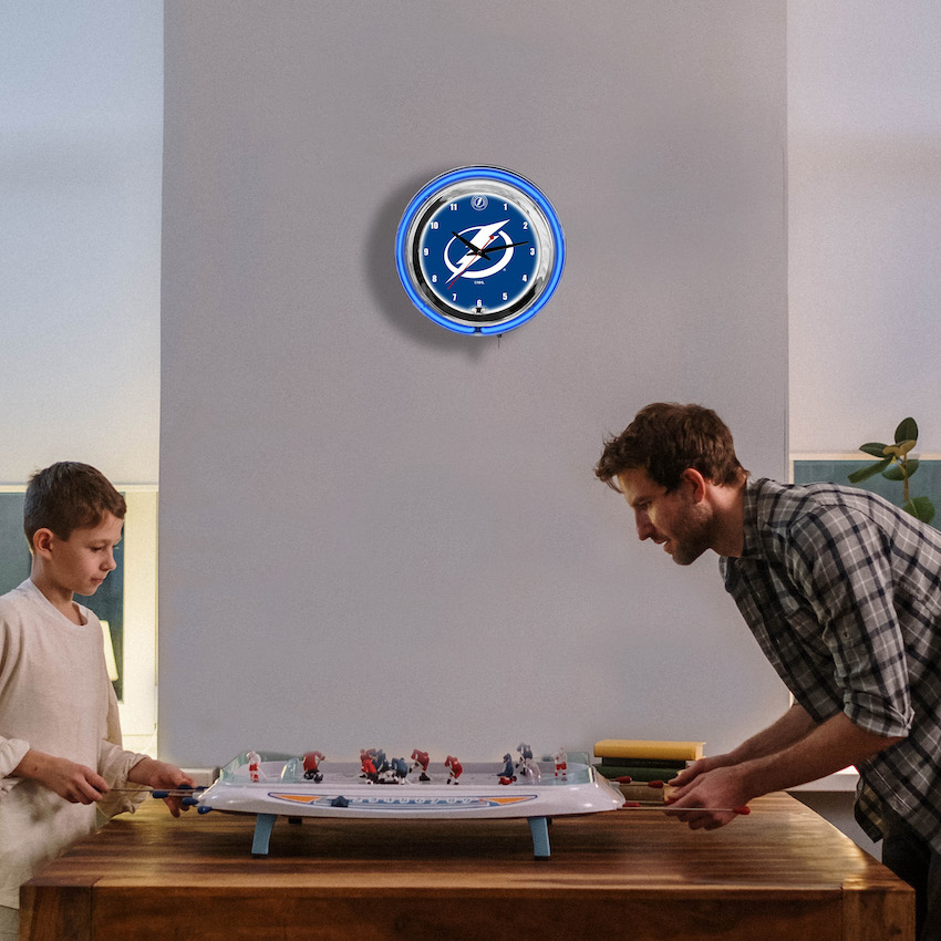 Tampa Bay Lightning Chrome NEON Clock 14 inch