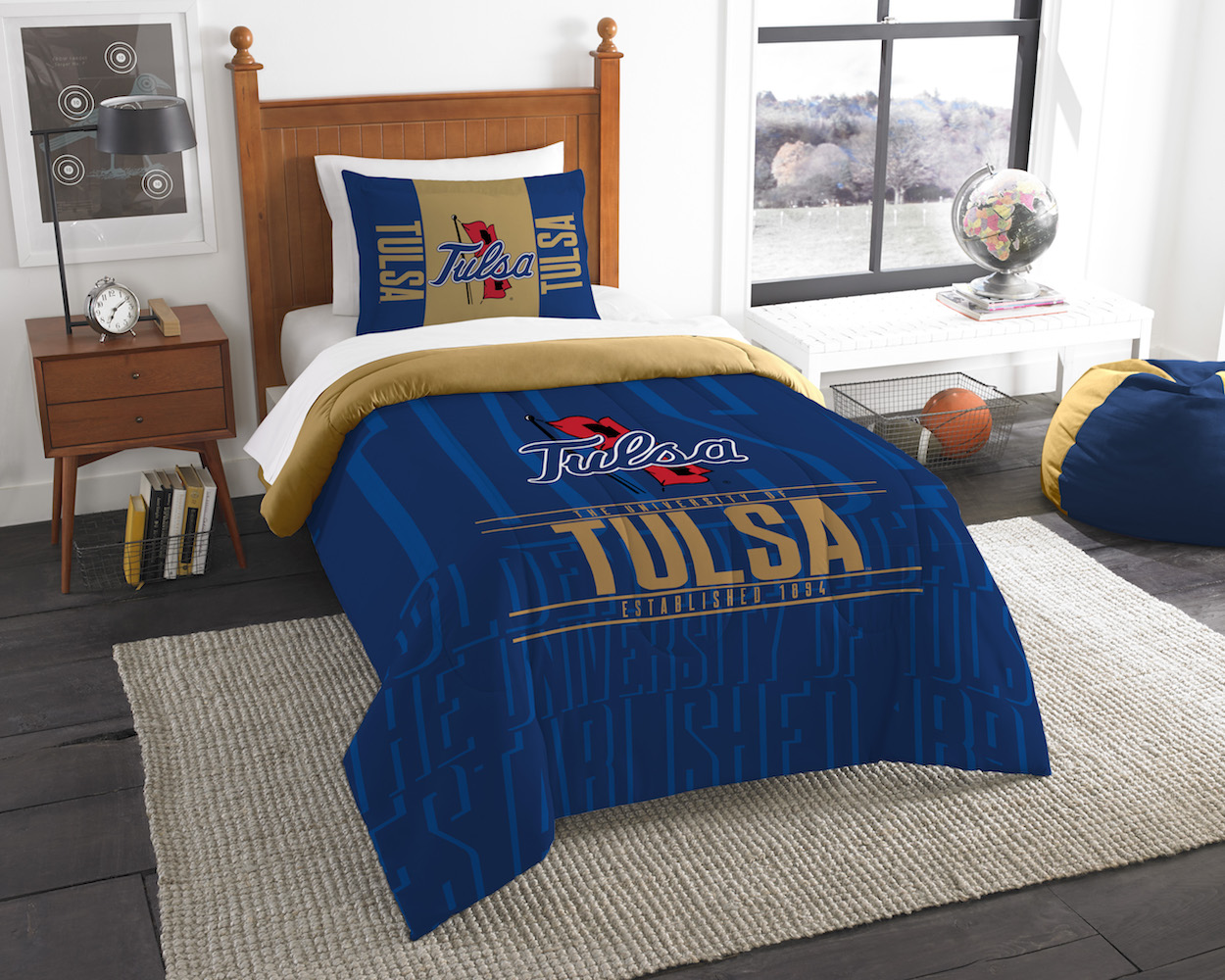 Tulsa Golden Hurricane Twin Comforter Set with Sham