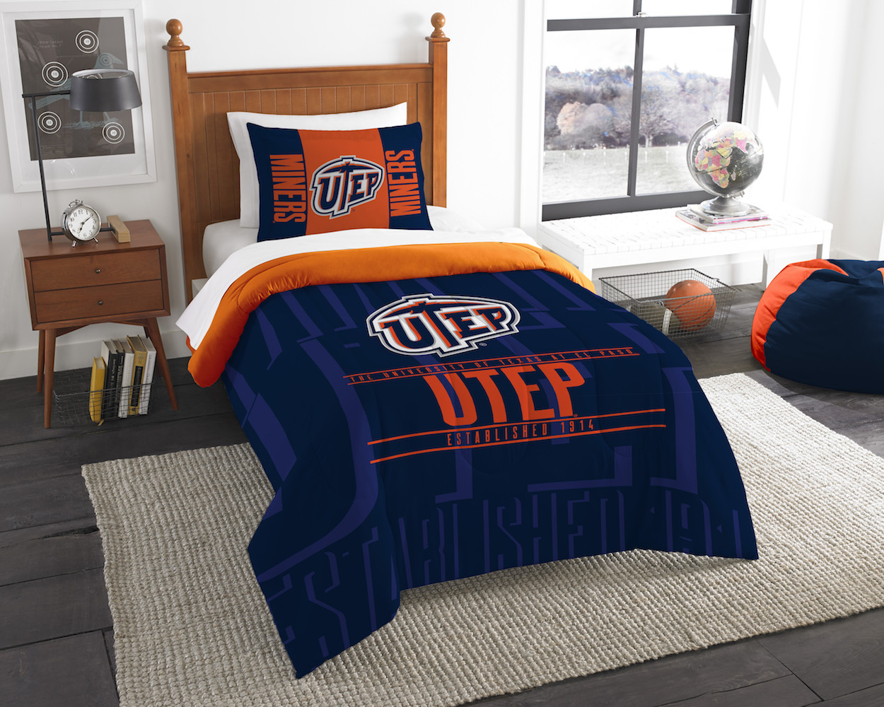 UTEP Miners Twin Comforter Set with Sham
