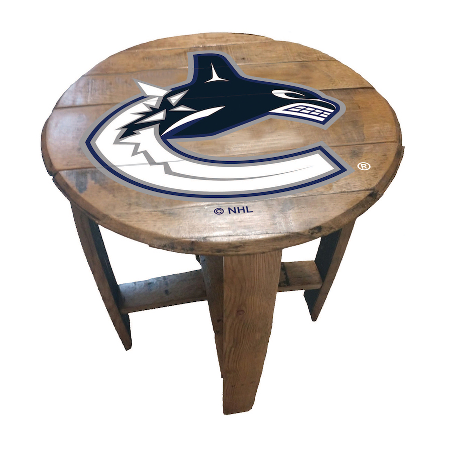 Vancouver Canucks Oak Barrel Table