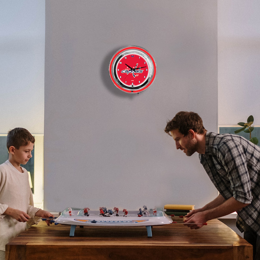 Washington Capitals Chrome NEON Clock 18 inch