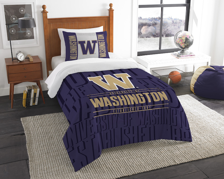 Washington Huskies Twin Comforter Set with Sham