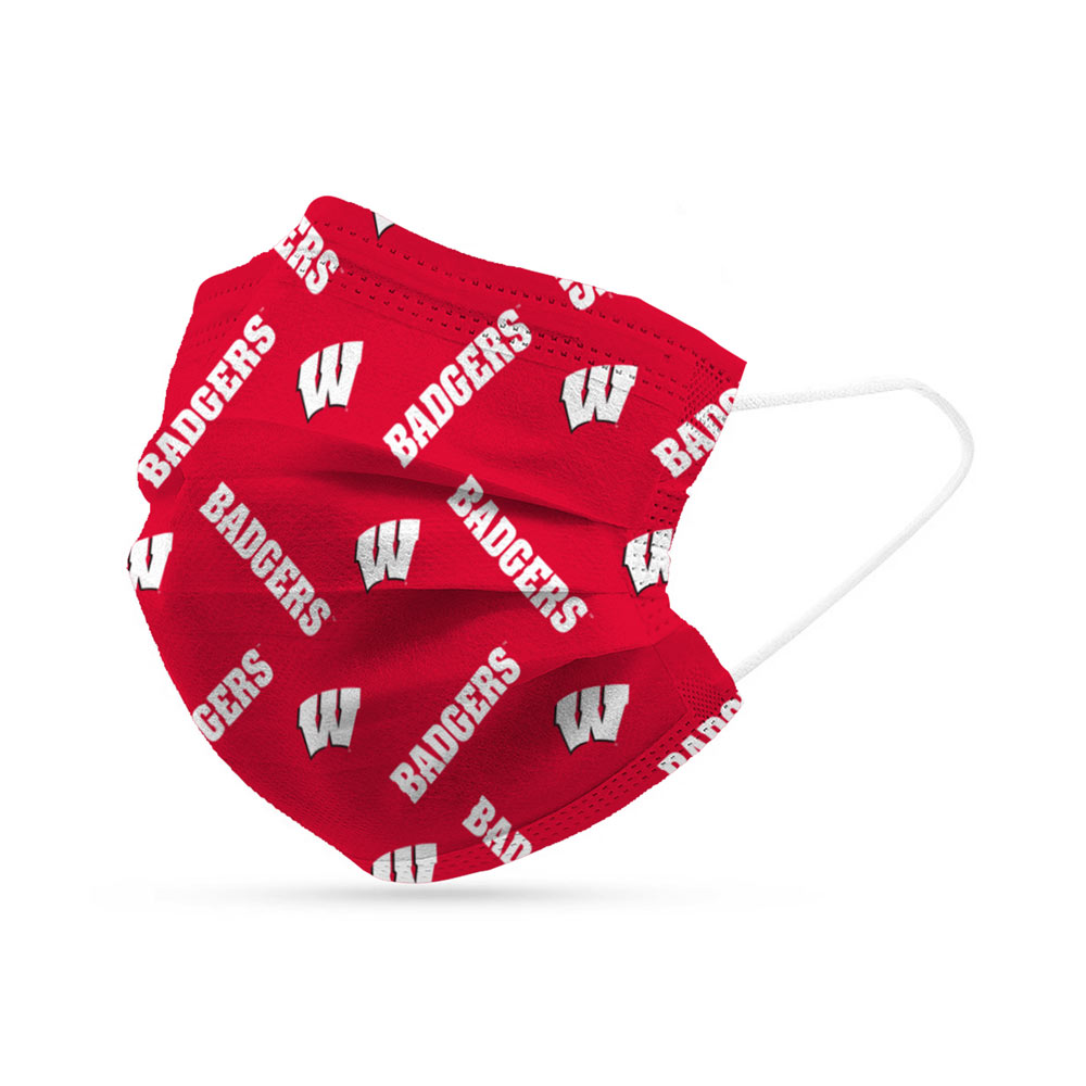 Wisconsin Badgers Disposable Face Covering Masks (pk of 6)