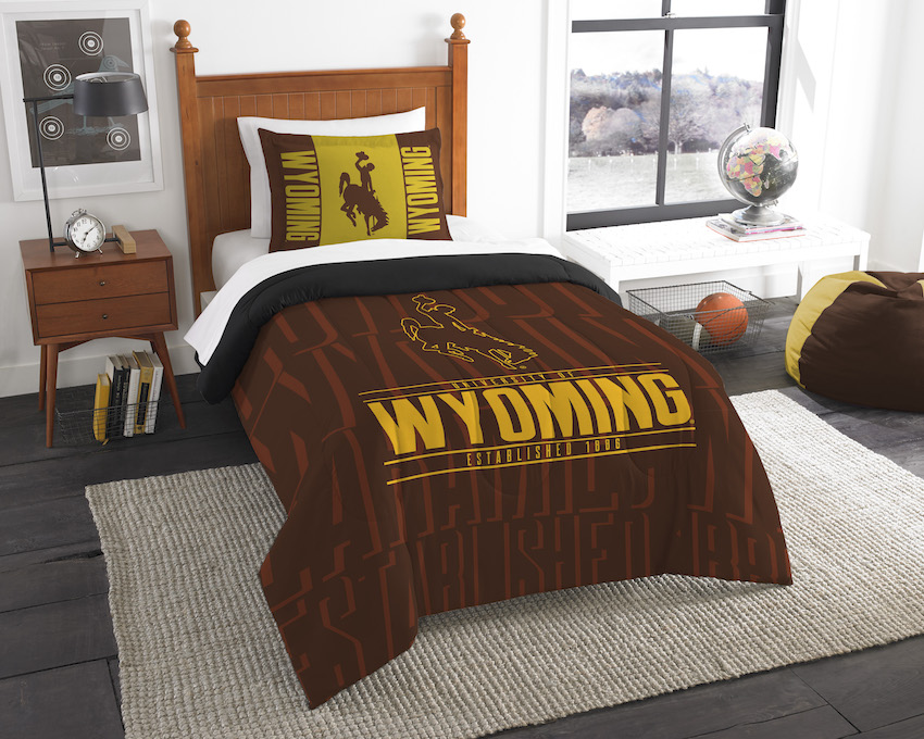 Wyoming Cowboys Twin Comforter Set with Sham