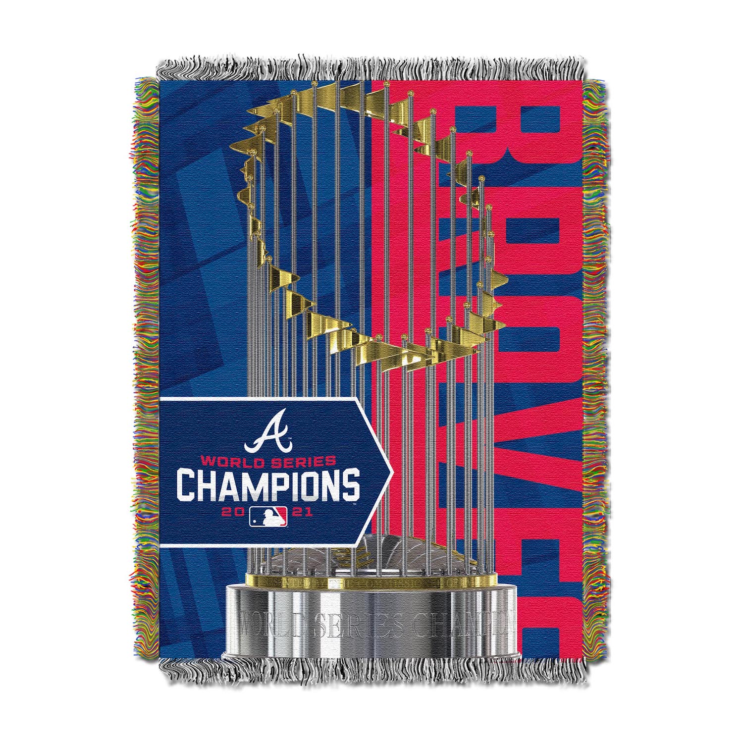 2021 Atlanta Braves MLB World Series Champions Woven Tapestry Throw Blanket